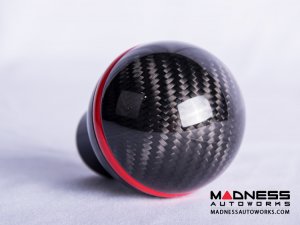 FIAT 500 Gear Shift Knob - Black Italy  - Carbon Fiber Top/ Black Base and Red Side Stripe